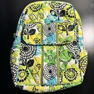Vera Bradley Quilted Backpack Limes Up Paisley Colorful Floral Print 12x9x4